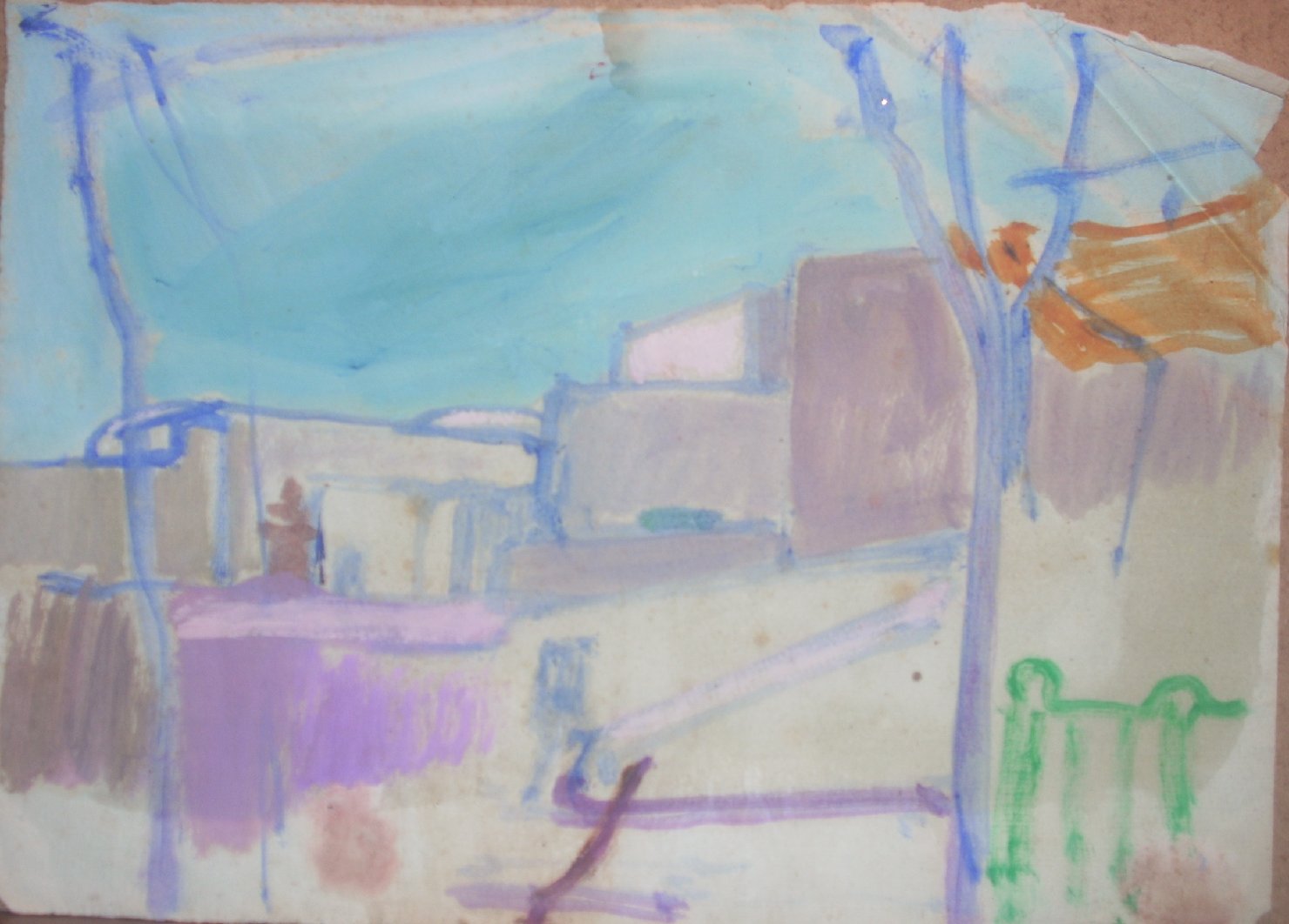 Piccolo scorcio di Napoli, paesaggio (disegno) di Ciamarra Elena (sec. XX)