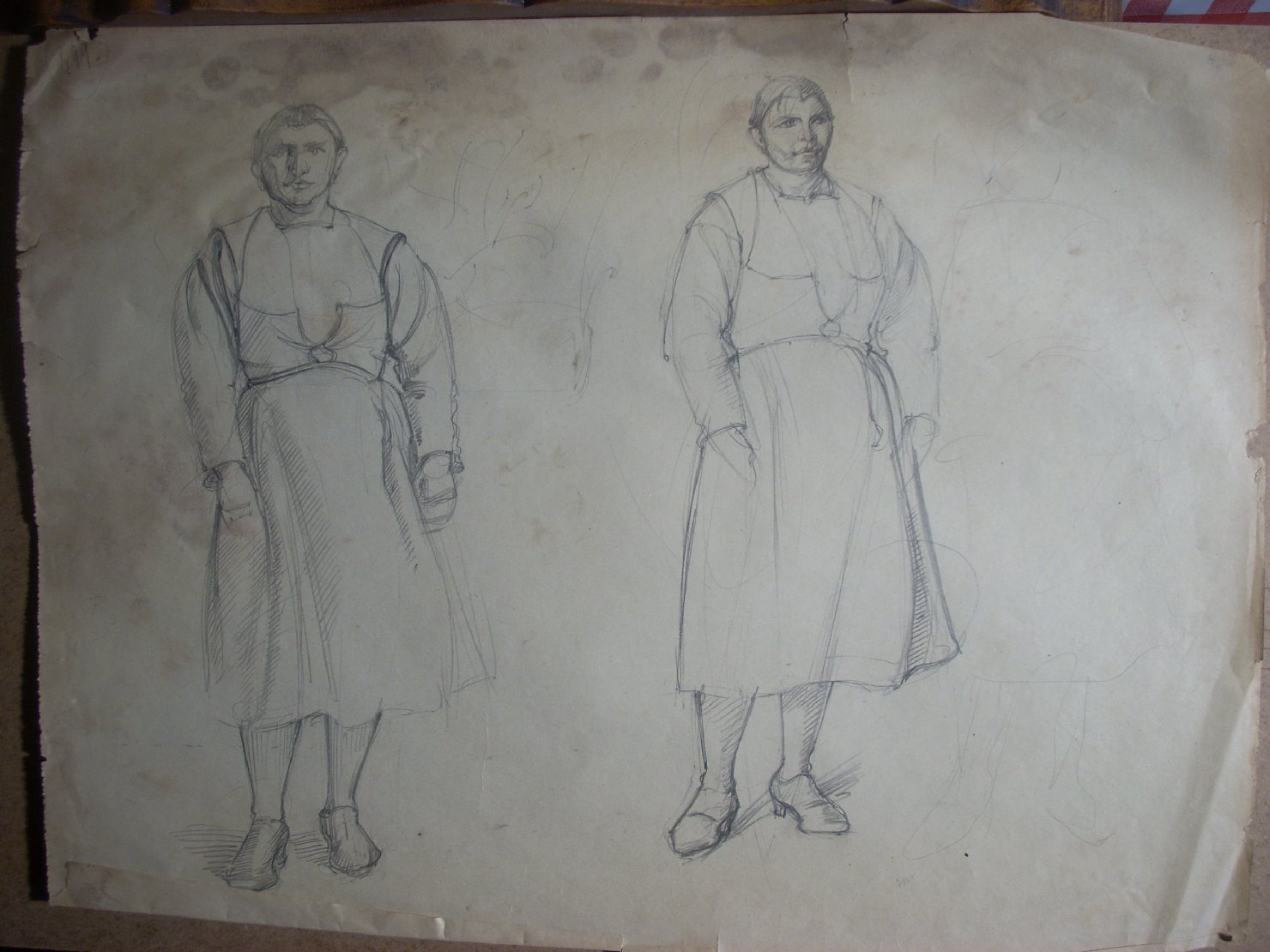 Schizzi vari di Assunta 110, figura femminile (disegno) di Ciamarra Elena (sec. XX)