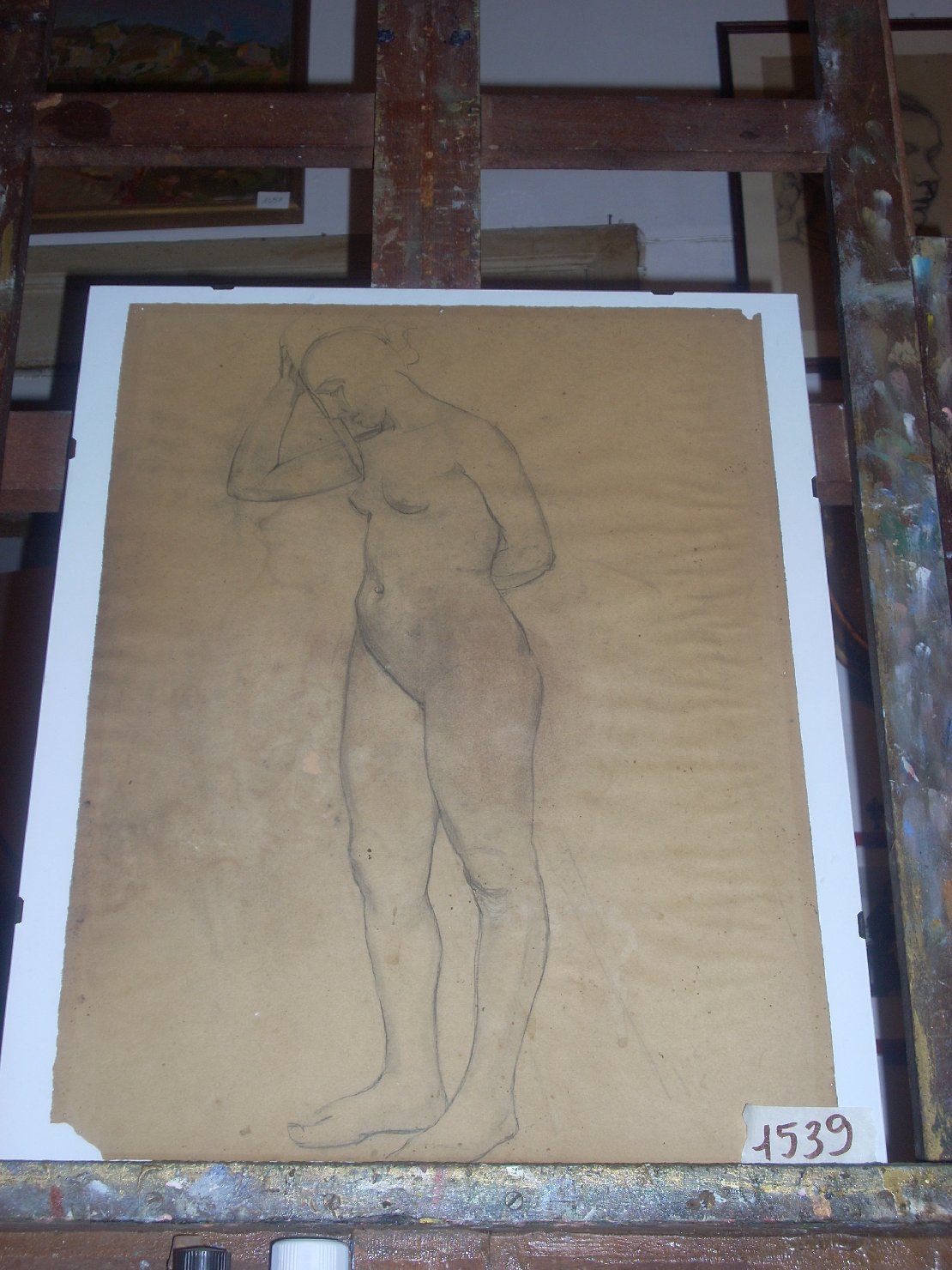 Nudo androgino, figura femminile nuda (disegno) di Ciamarra Elena (sec. XX)