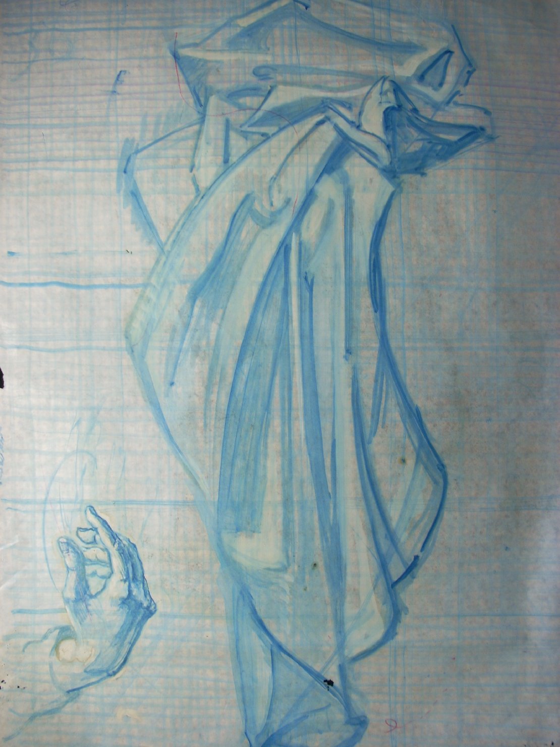 Piega in blu 3 (disegno) di Ciamarra Elena (sec. XX)