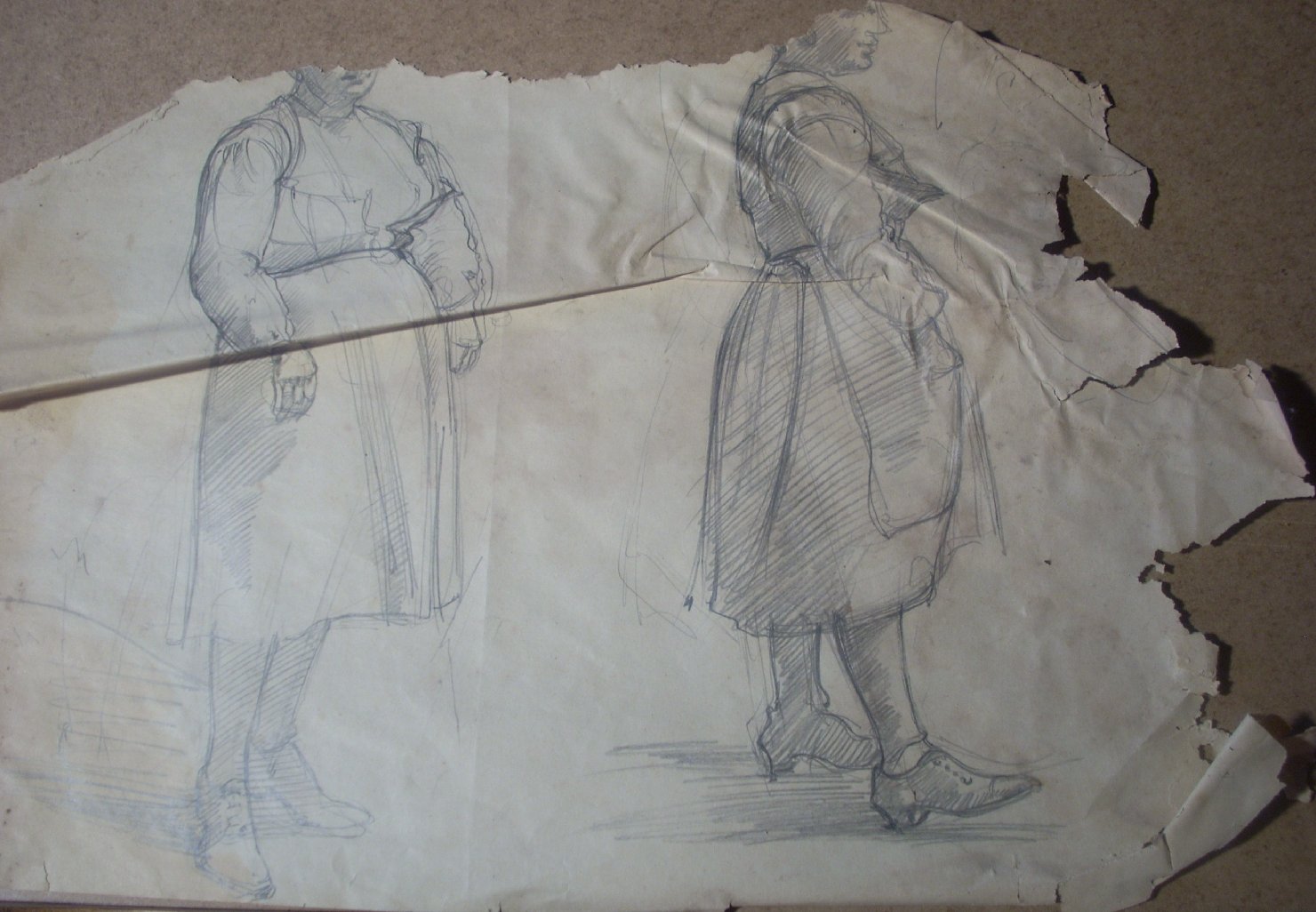 Due schizzi di Assunta in piedi, figura femminile (disegno) di Ciamarra Elena (sec. XX)