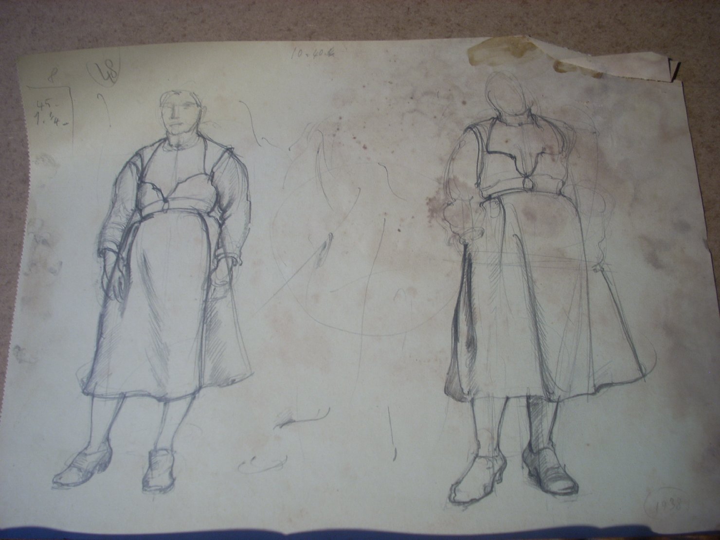 Schizzi vari di Assunta 48, figura femminile (disegno) di Ciamarra Elena (sec. XX)