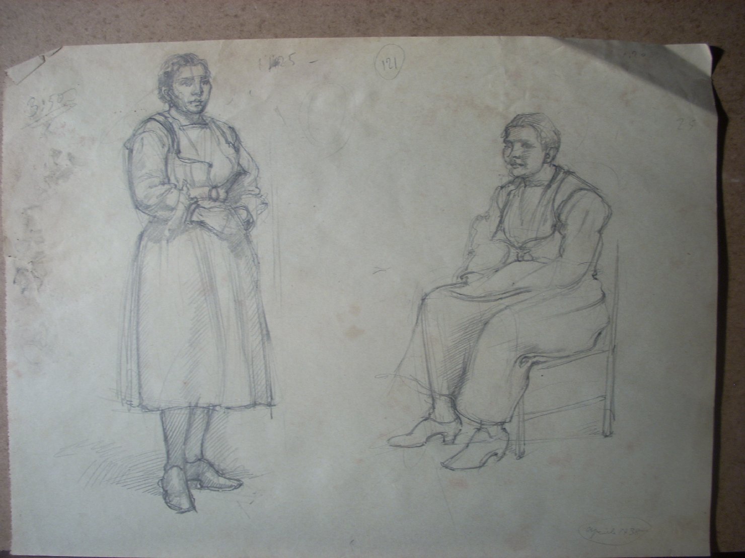 Schizzi vari di Assunta 164, figura femminile (disegno) di Ciamarra Elena (sec. XX)