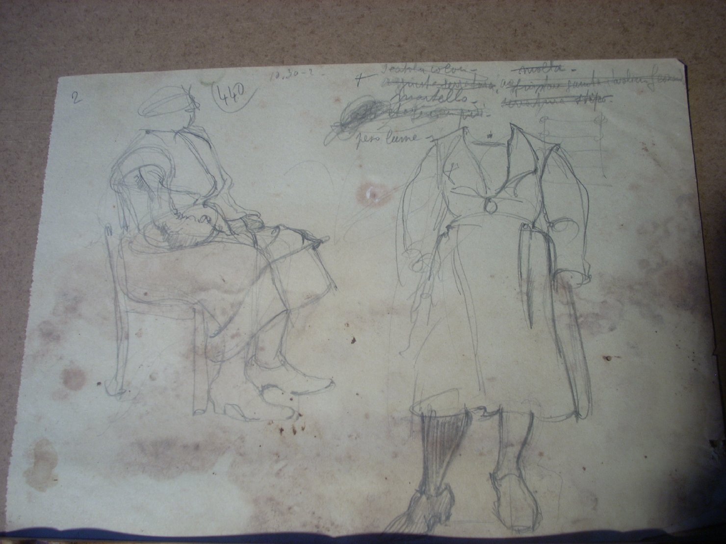 Schizzi vari di Assunta 86, figura femminile (disegno) di Ciamarra Elena (sec. XX)