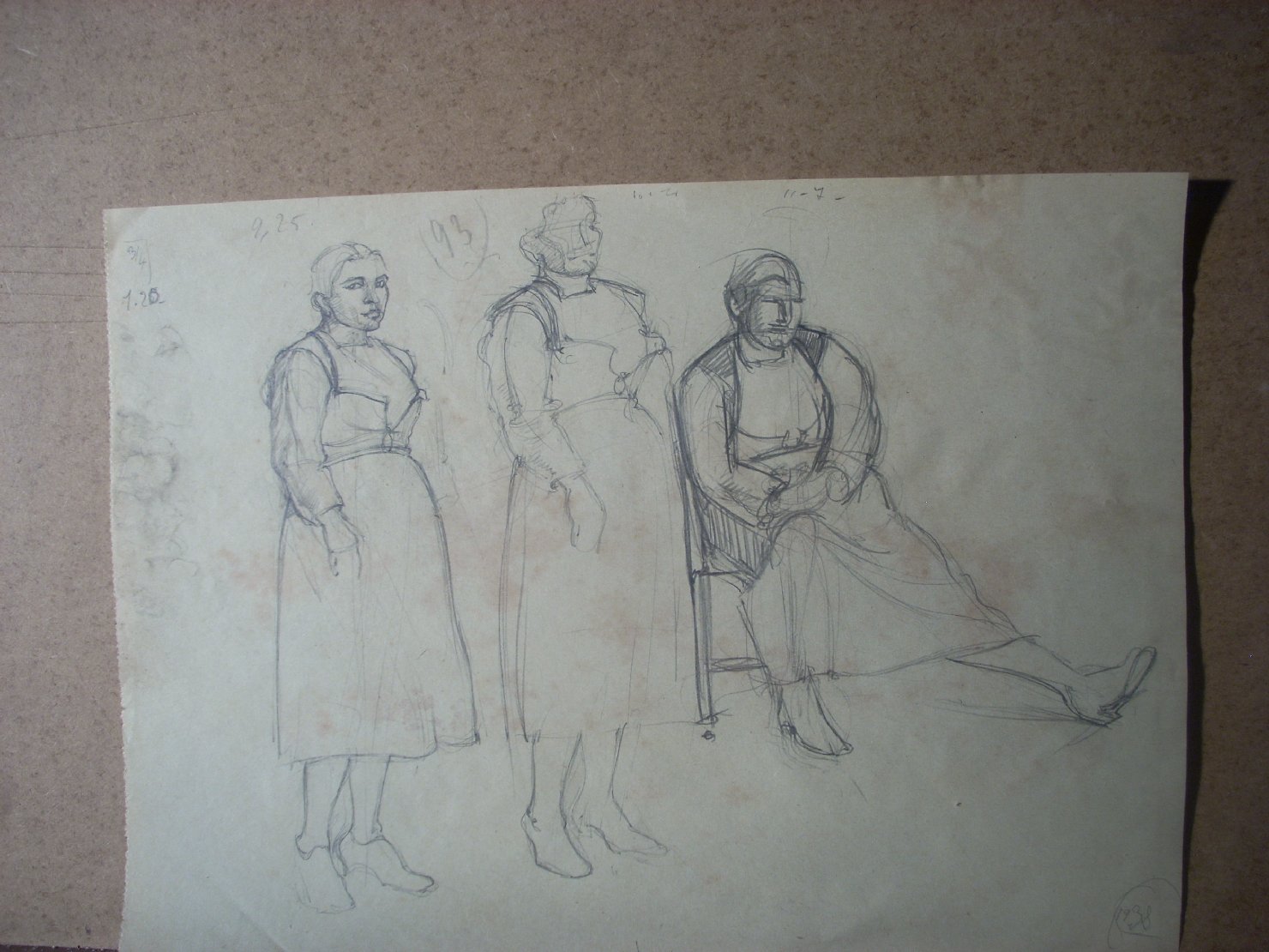 Schizzi vari di Assunta 155, figura femminile (disegno) di Ciamarra Elena (sec. XX)