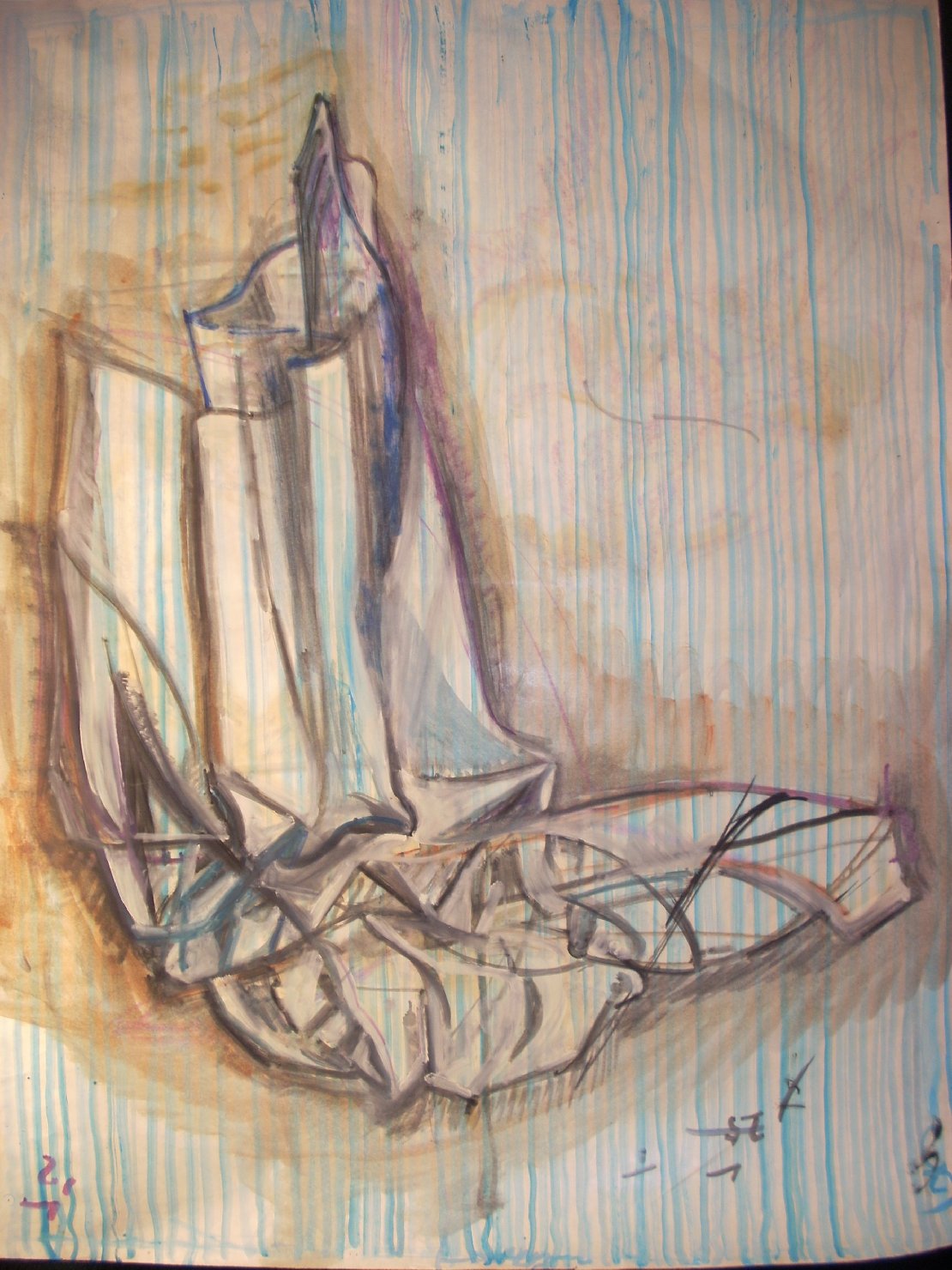 Piega in nero con ombra marrone (disegno) di Ciamarra Elena (sec. XX)