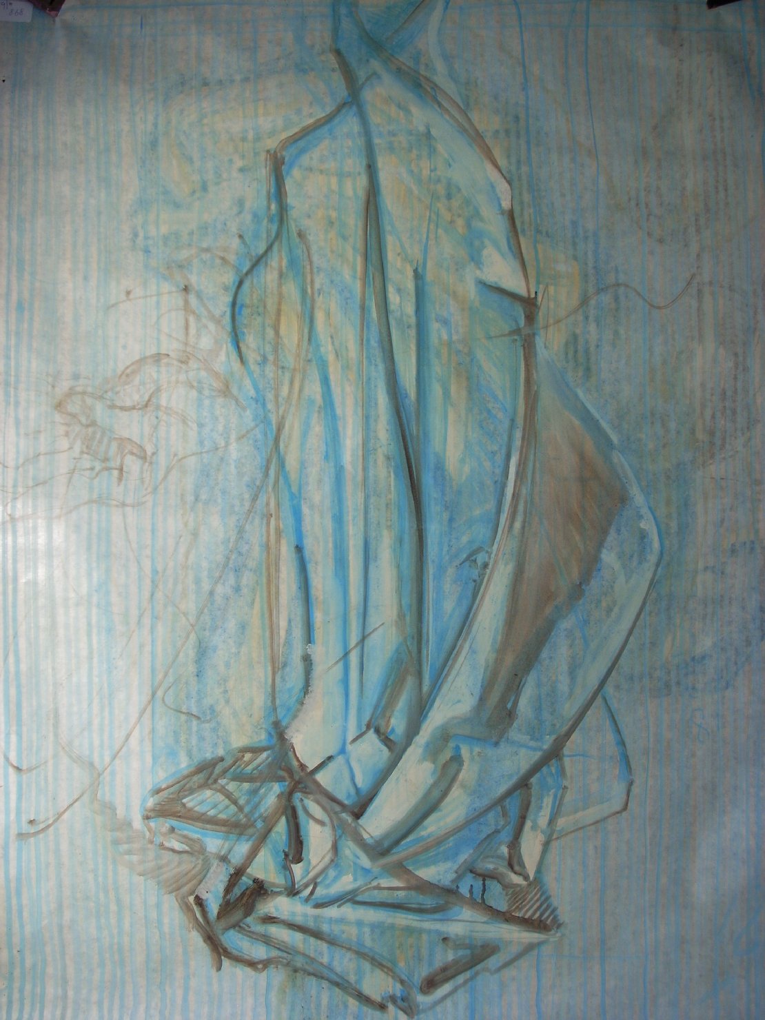 Piega in blu e marrone (disegno) di Ciamarra Elena (sec. XX)