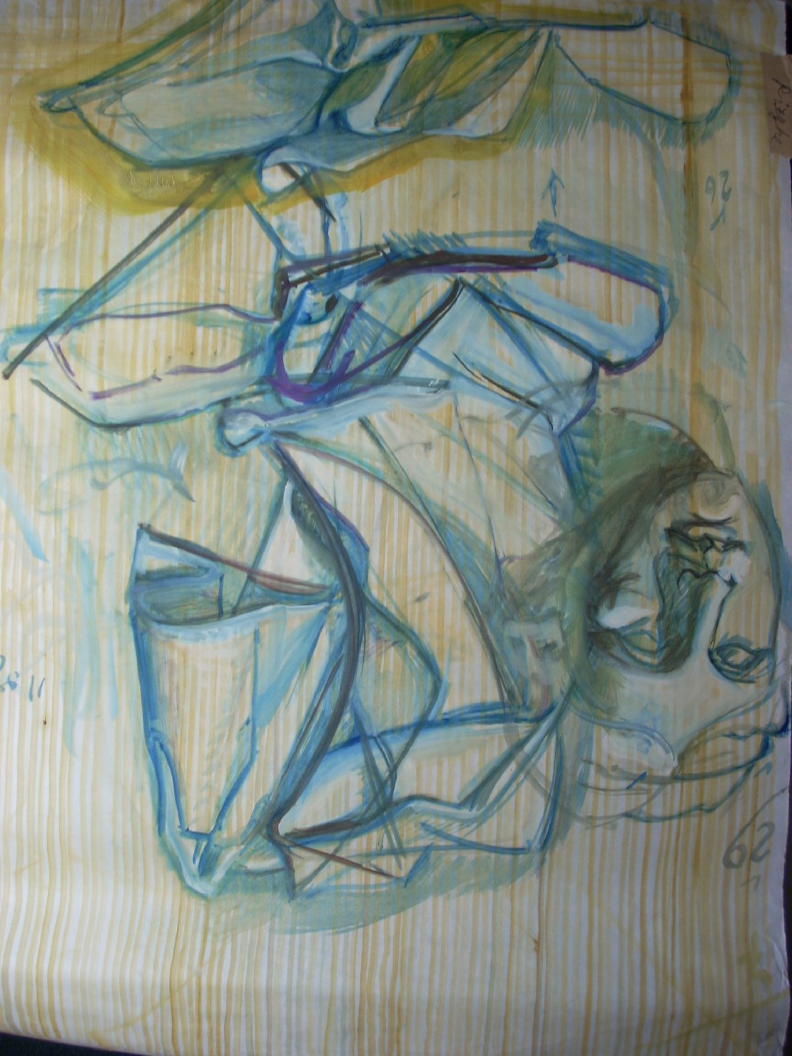 Due pieghe e una testa femminile, testa di donna (disegno) di Ciamarra Elena (sec. XX)