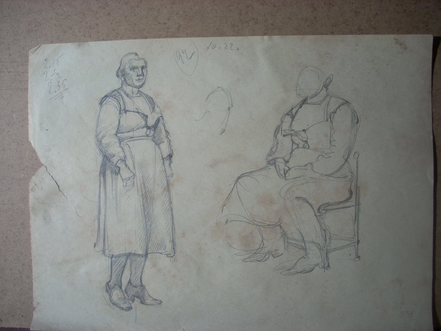 Schizzi vari di Assunta 161, figura femminile (disegno) di Ciamarra Elena (sec. XX)