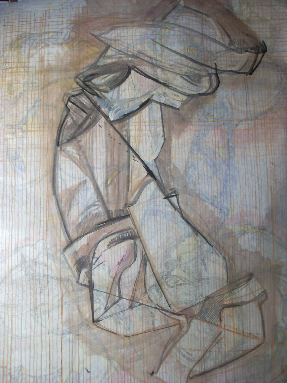 Piega in nero e marrone (disegno) di Ciamarra Elena (sec. XX)