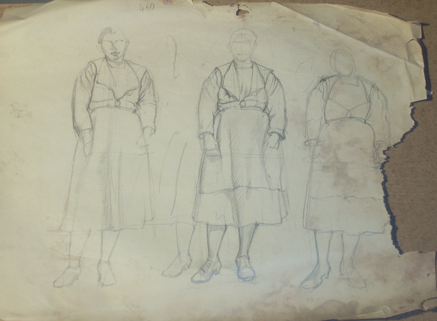 Schizzi vari di Assunta 8, figura femminile (disegno) di Ciamarra Elena (sec. XX)