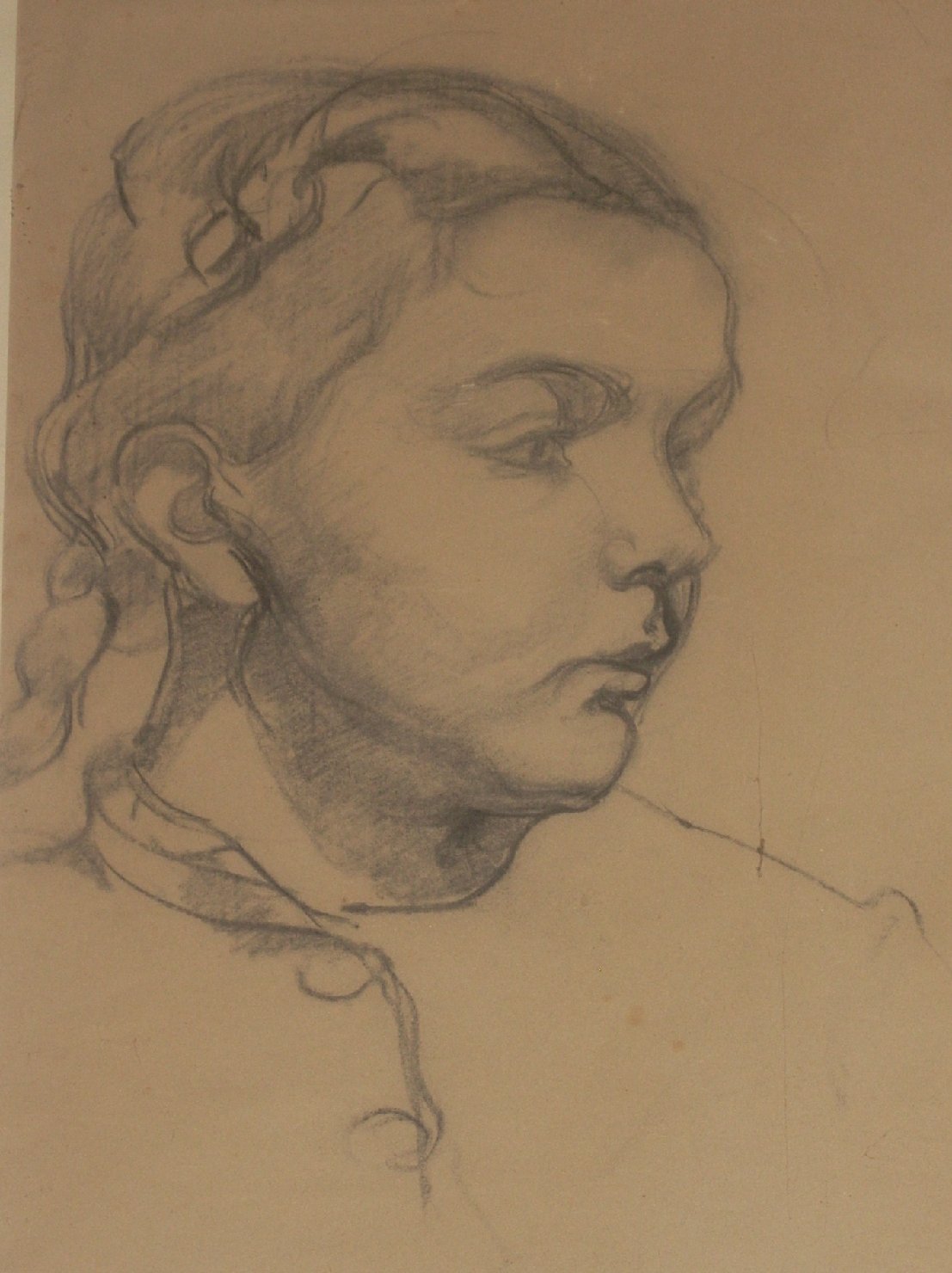 Minna ragazzina con trecce, bambina (disegno) di Ciamarra Elena (sec. XX)