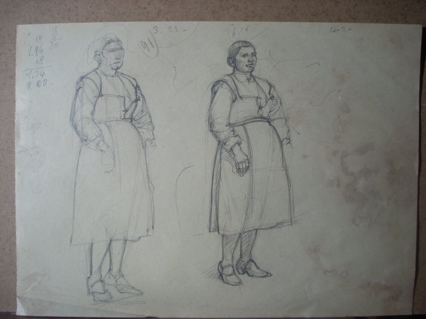 Schizzi vari di Assunta 160, figura femminile (disegno) di Ciamarra Elena (sec. XX)