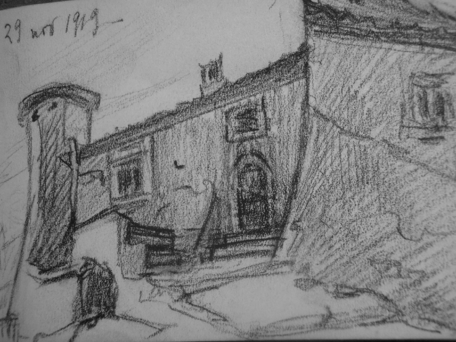 Il lato Nord del castello, castello (disegno) di Ciamarra Elena (sec. XX)