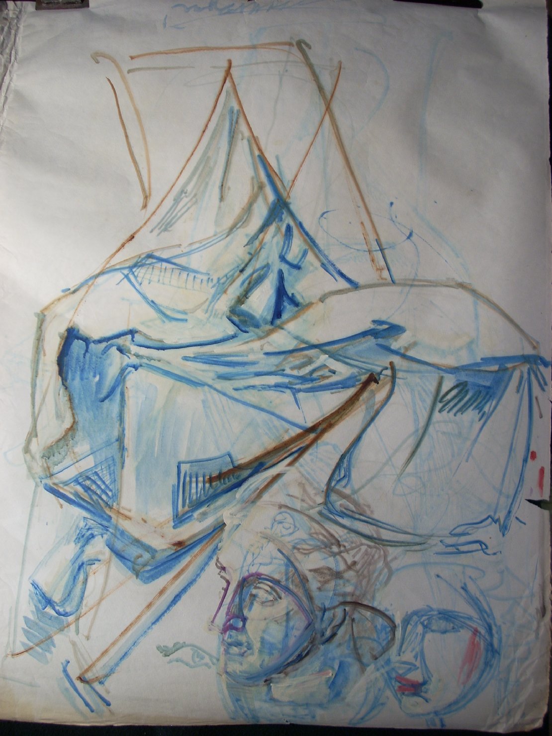 Una grande piega con due teste (disegno) di Ciamarra Elena (sec. XX)