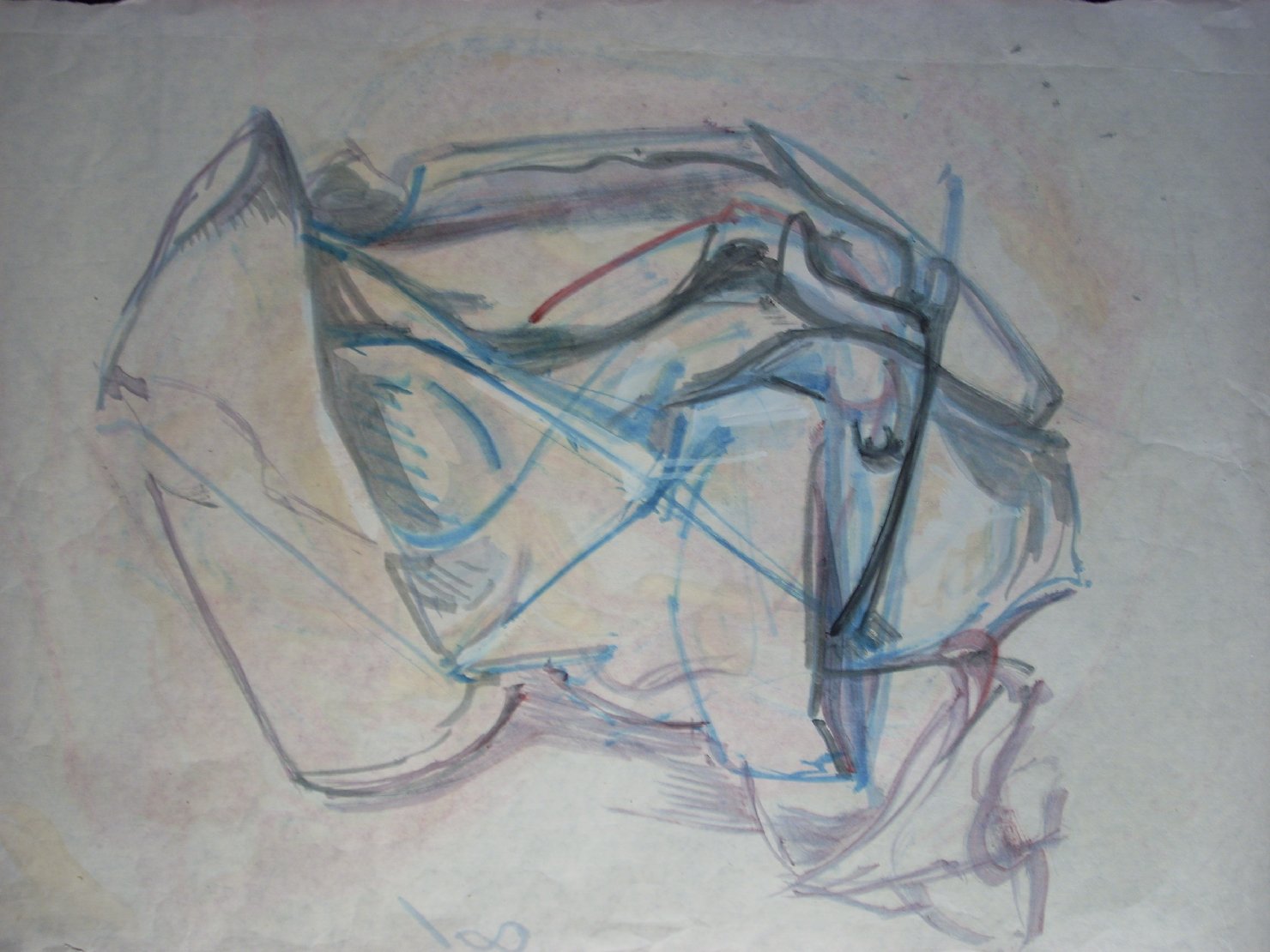 Piega in blu, grigio e viola (disegno) di Ciamarra Elena (sec. XX)