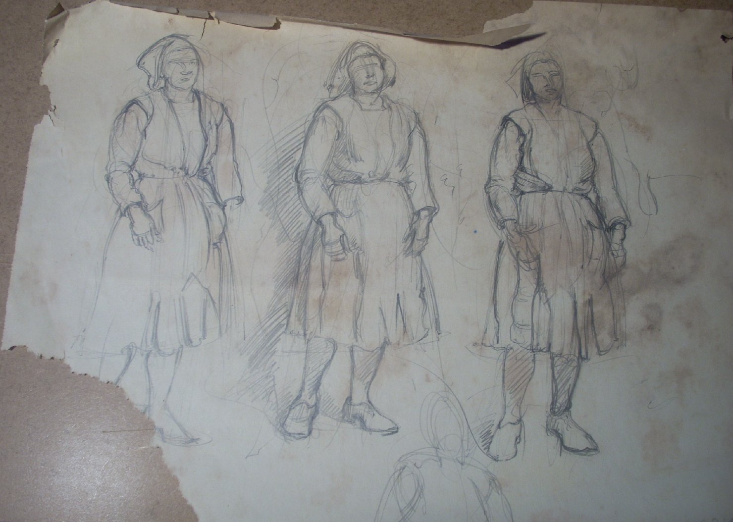 Schizzi vari di Assunta 3, figura femminile (disegno) di Ciamarra Elena (sec. XX)