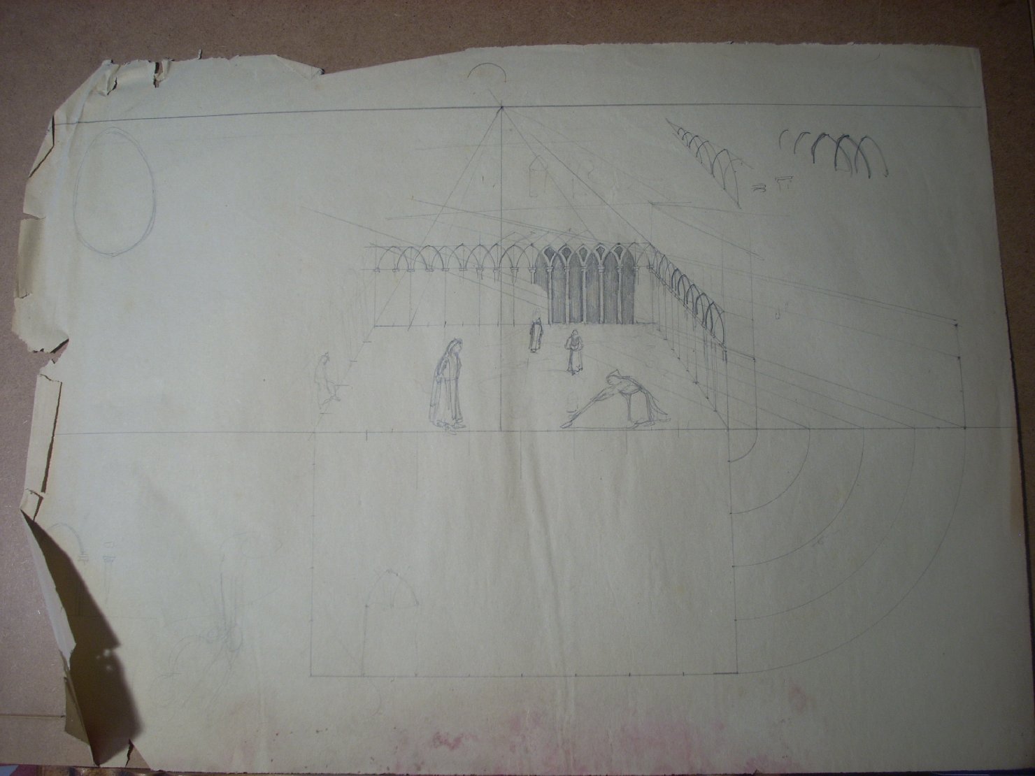 Studio di chiostro in prospettiva (disegno) di Ciamarra Elena (sec. XX)
