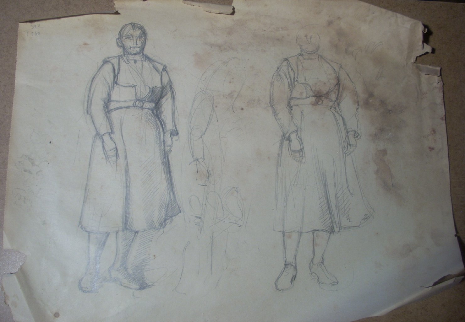 Schizzi vari di Assunta 17, figura femminile (disegno) di Ciamarra Elena (sec. XX)