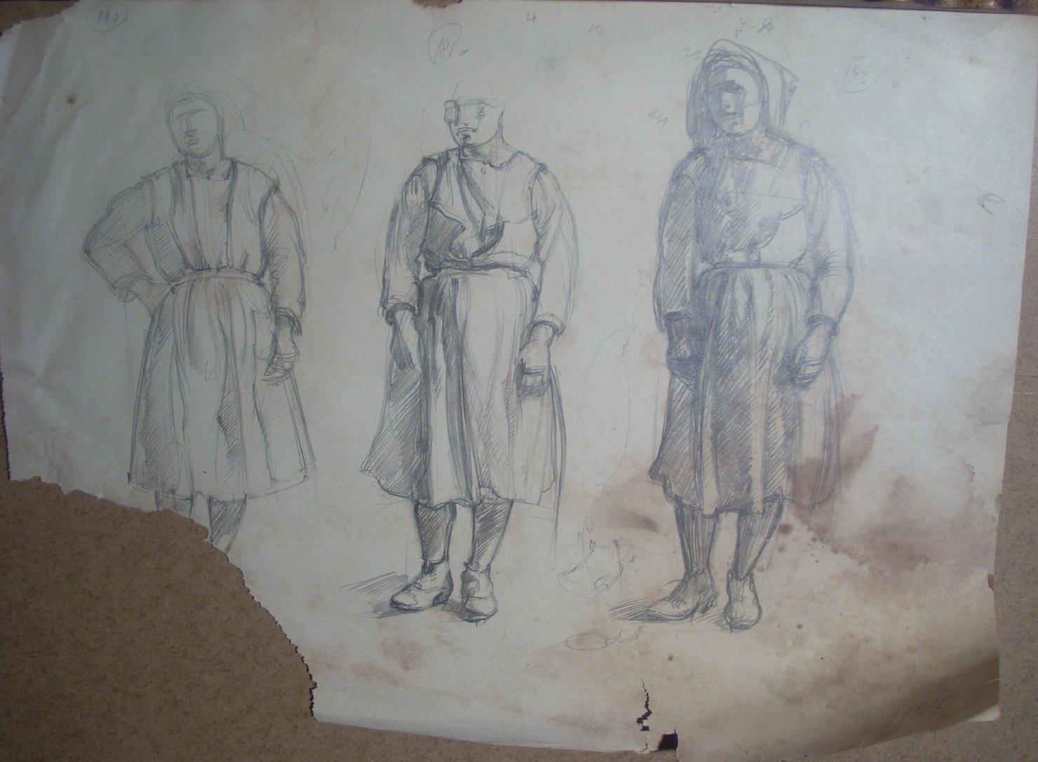 Schizzi vari di Assunta 14, figura femminile (disegno) di Ciamarra Elena (sec. XX)