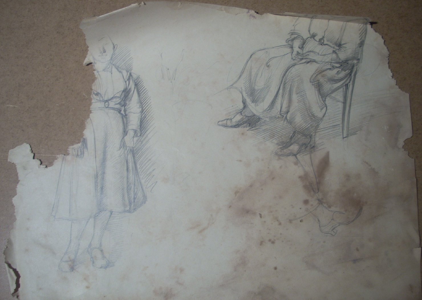 Schizzi vari di Assunta 15, figura femminile (disegno) di Ciamarra Elena (sec. XX)