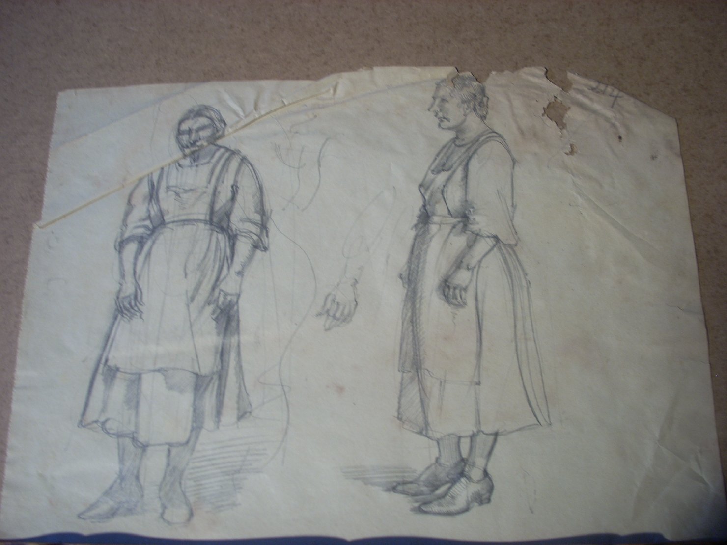 Schizzi vari di Assunta 65, figura femminile (disegno) di Ciamarra Elena (sec. XX)