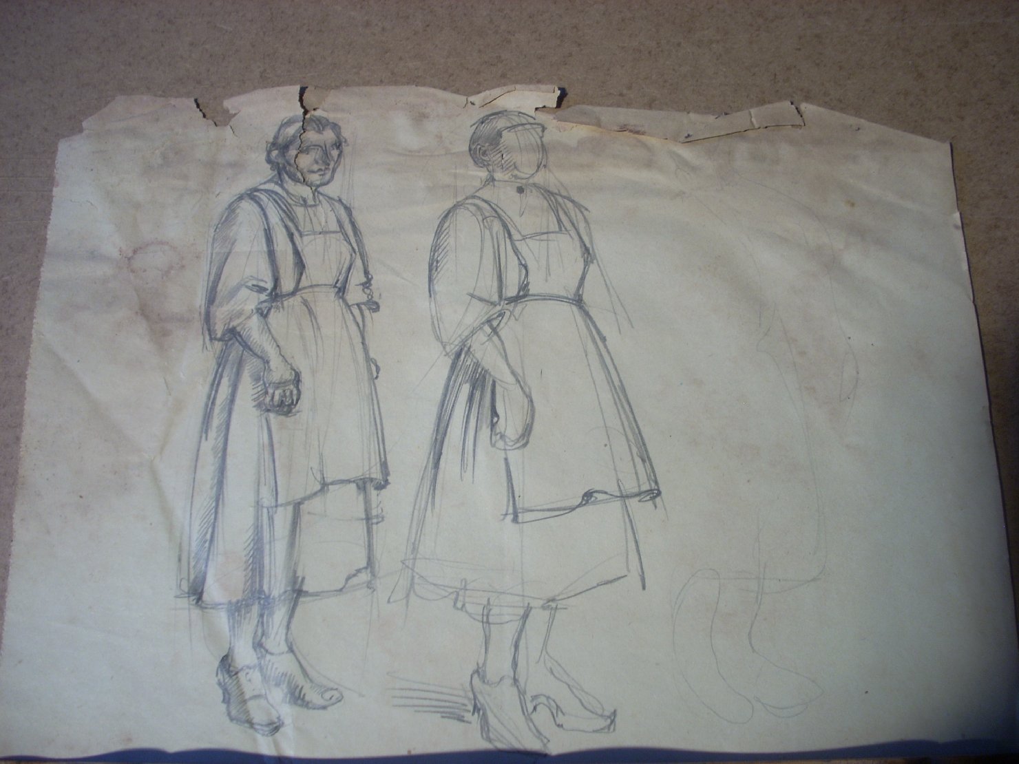 Schizzi vari di Assunta 66, figura femminile (disegno) di Ciamarra Elena (sec. XX)