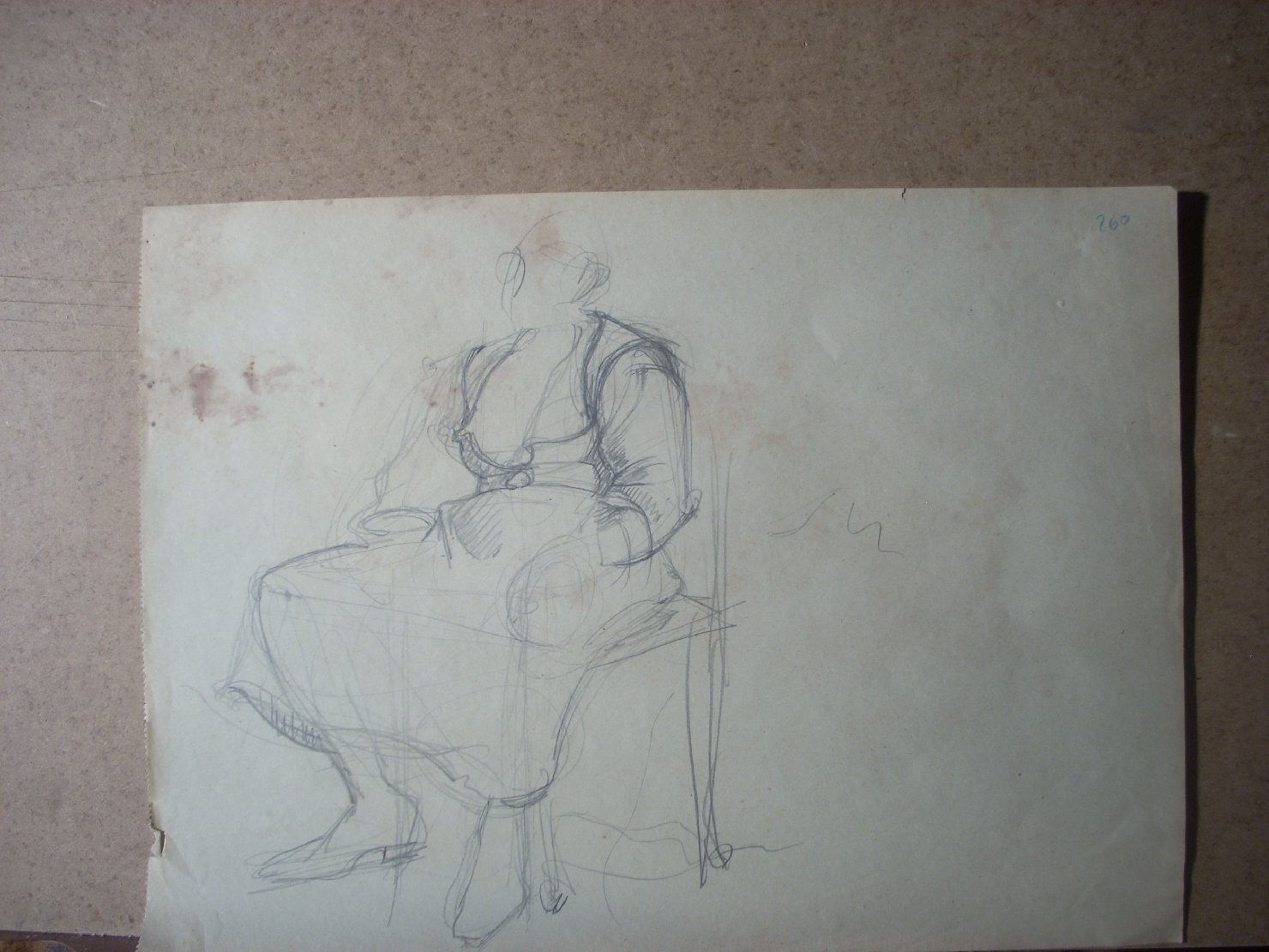 Schizzi vari di Assunta 130, figura femminile seduta (disegno) di Ciamarra Elena (sec. XX)