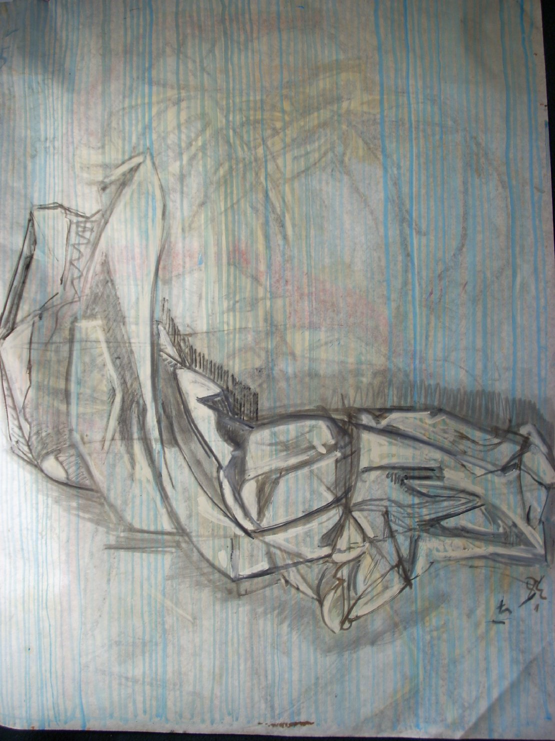 Piega su fondo blu elettrico (disegno) di Ciamarra Elena (sec. XX)