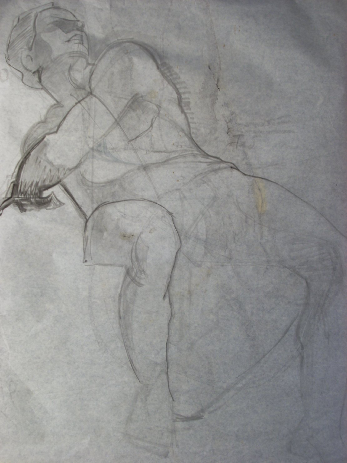 Schizzo di Giona 2 (Cappella Sistina), Giona (disegno) di Ciamarra Elena (sec. XX)