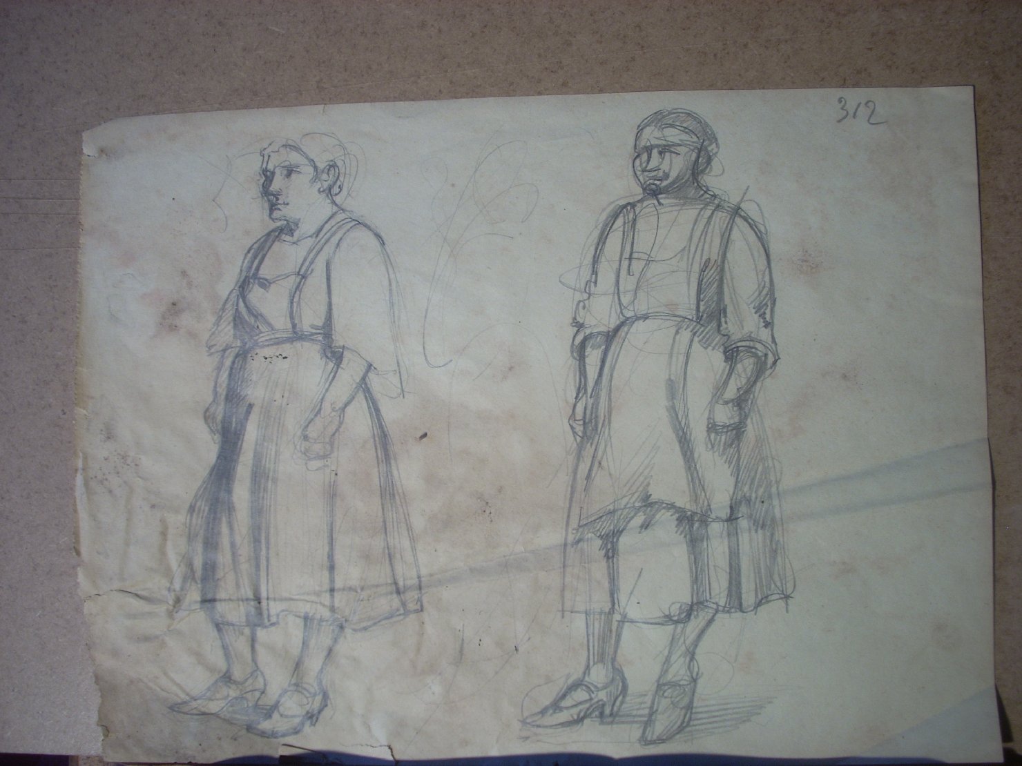 Schizzi vari di Assunta 61, figura femminile (disegno) di Ciamarra Elena (sec. XX)