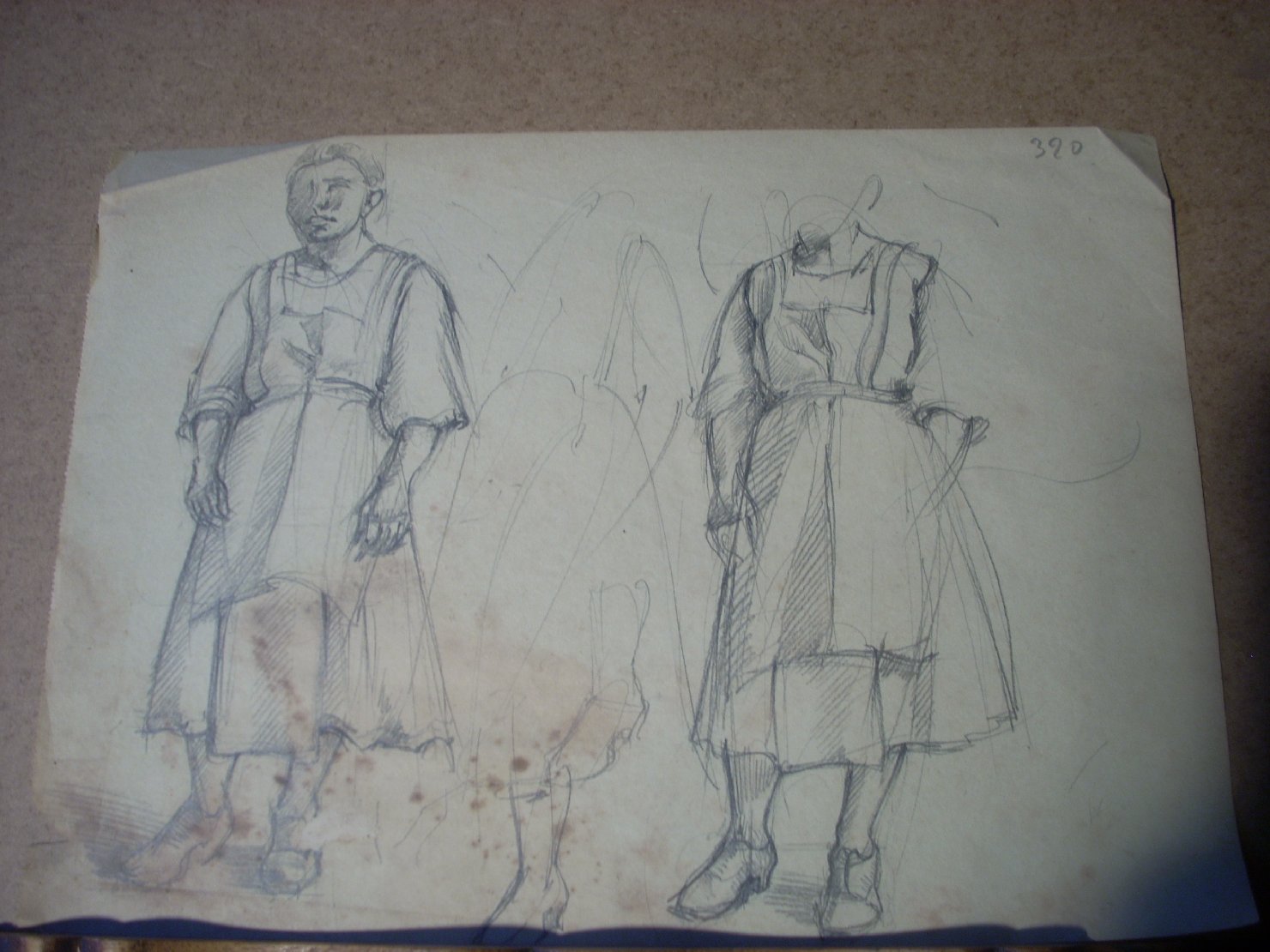 Schizzi vari di Assunta 91, figura femminile (disegno) di Ciamarra Elena (sec. XX)