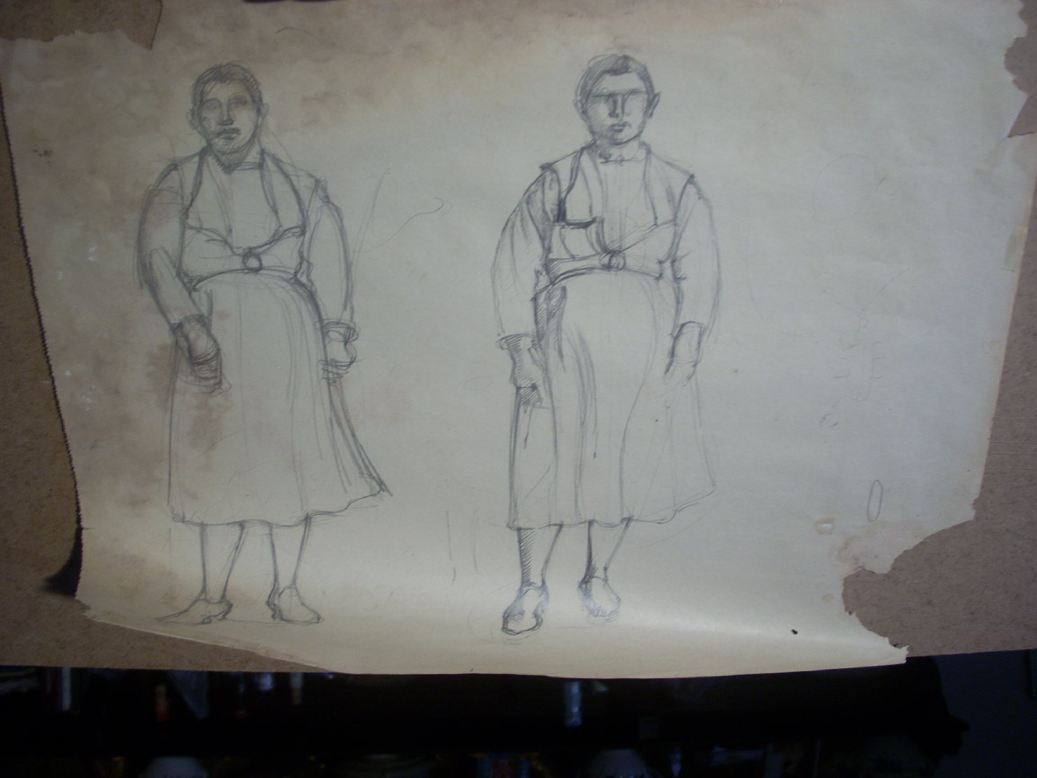 Schizzi vari di Assunta 97, figura femminile (disegno) di Ciamarra Elena (sec. XX)