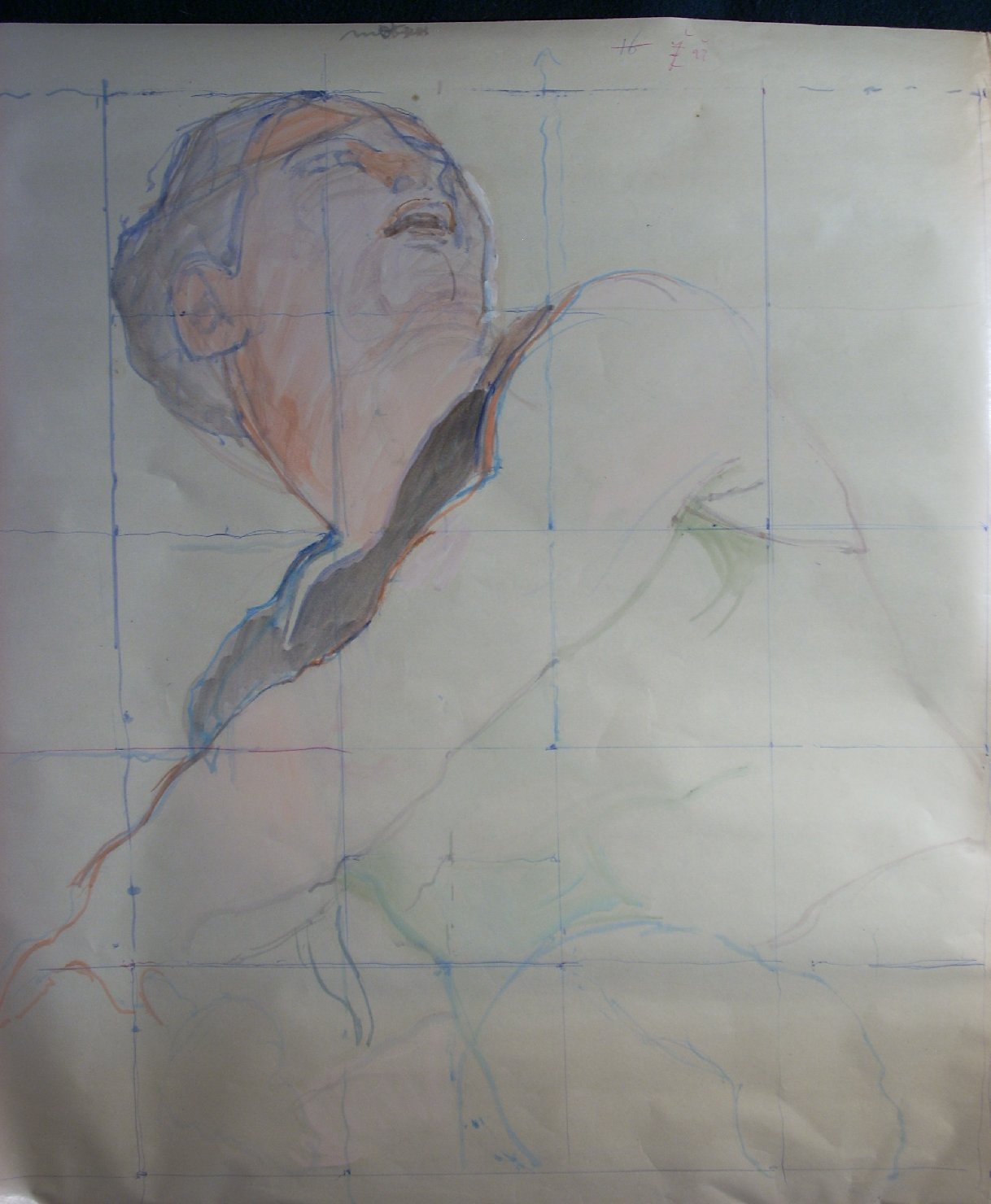 Grande schizzo di Giona 4 (Cappella Sistina), Giona (disegno) di Ciamarra Elena (sec. XX)