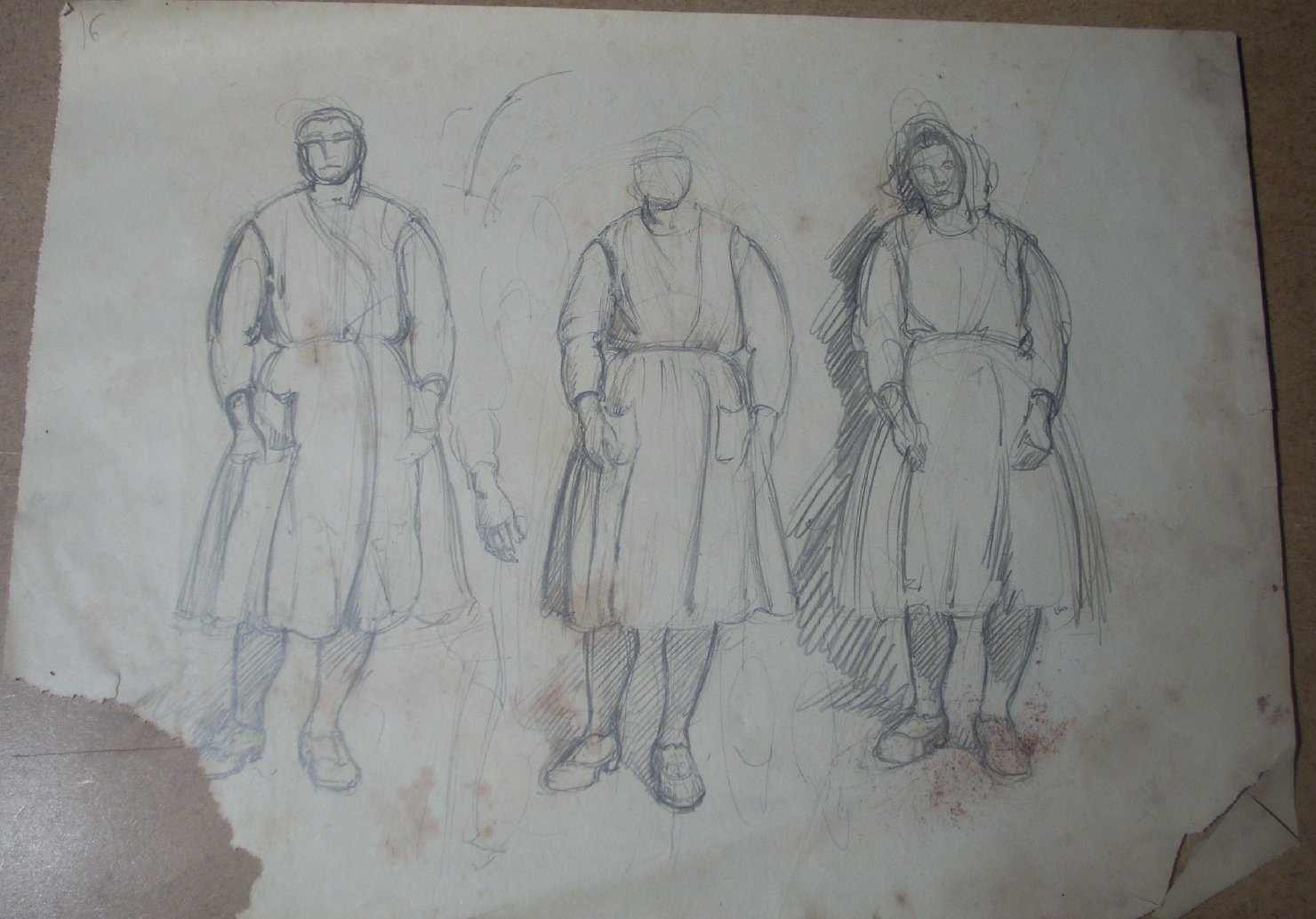 Schizzi vari di Assunta 22, figura femminile (disegno) di Ciamarra Elena (sec. XX)