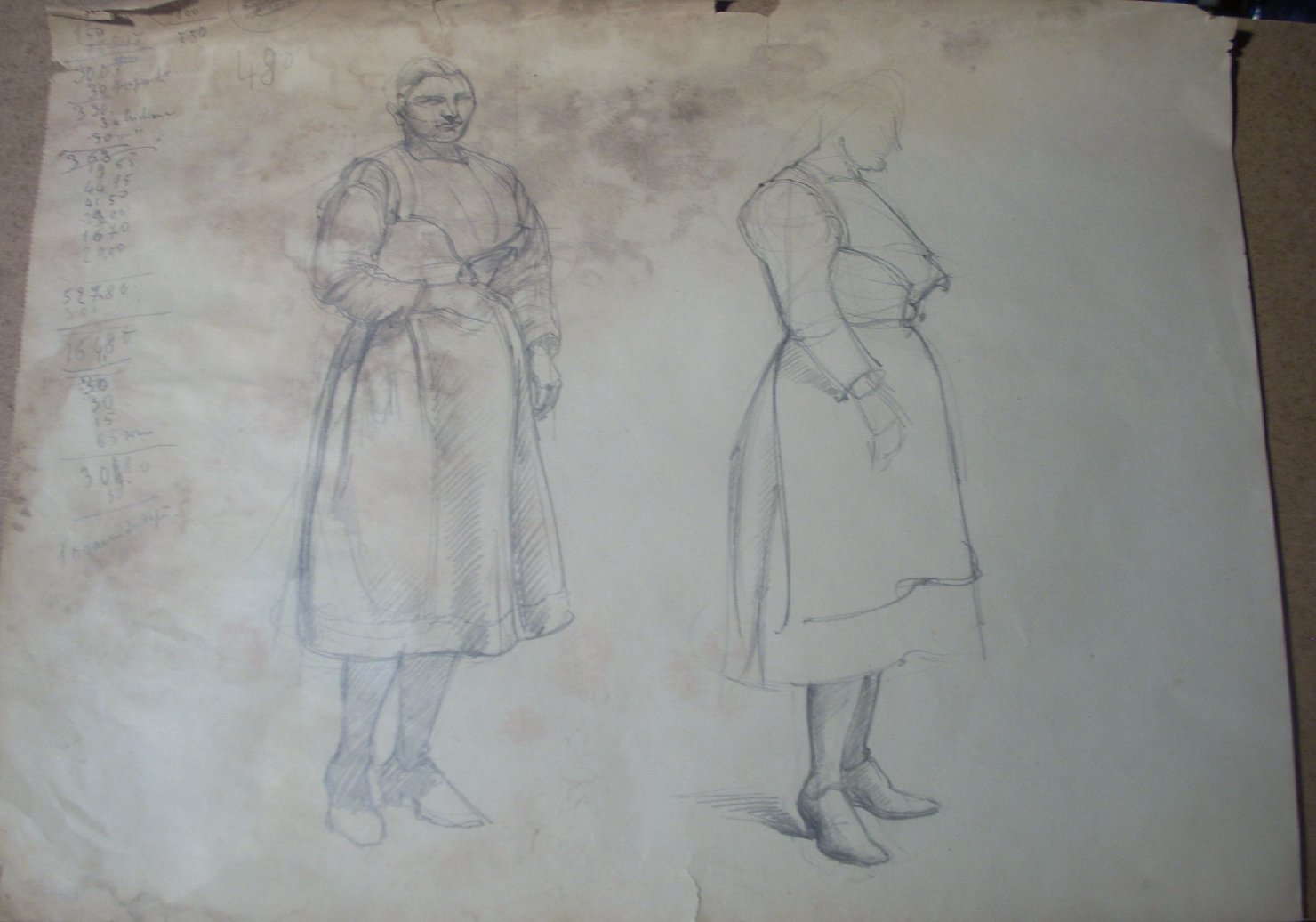 Schizzi vari di Assunta 24, figura femminile (disegno) di Ciamarra Elena (sec. XX)