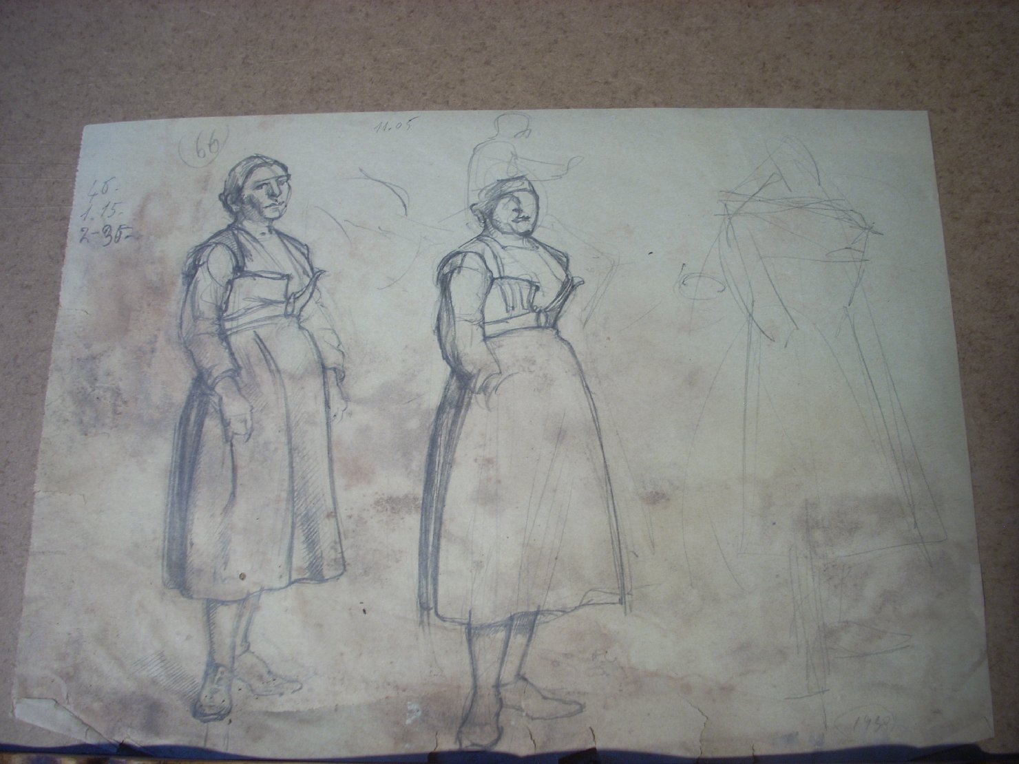 Schizzi vari di Assunta 93, figura femminile (disegno) di Ciamarra Elena (sec. XX)