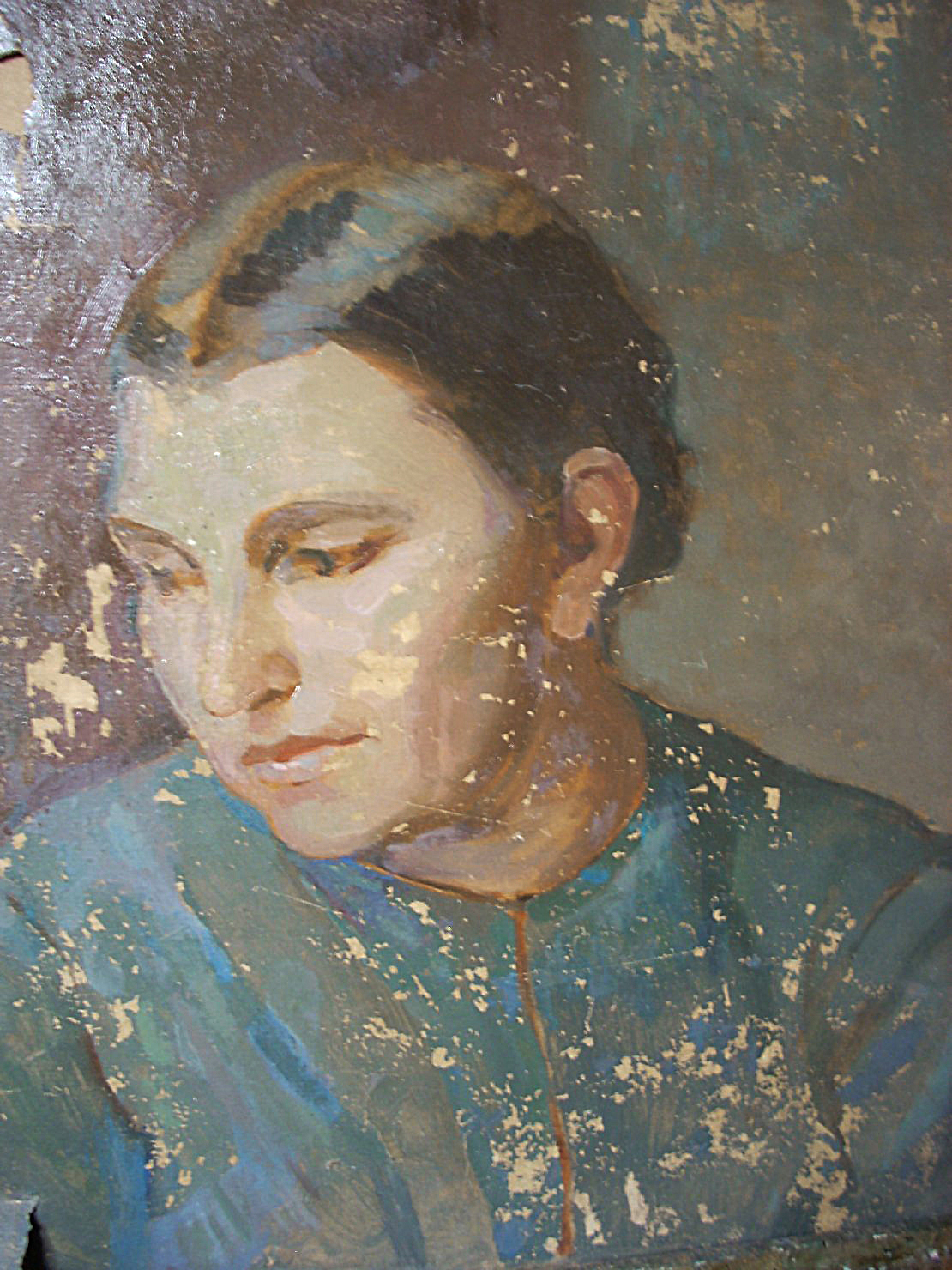 Busto di Assunta di tre quarti, ritratto di donna (dipinto) di Ciamarra Elena (sec. XX)