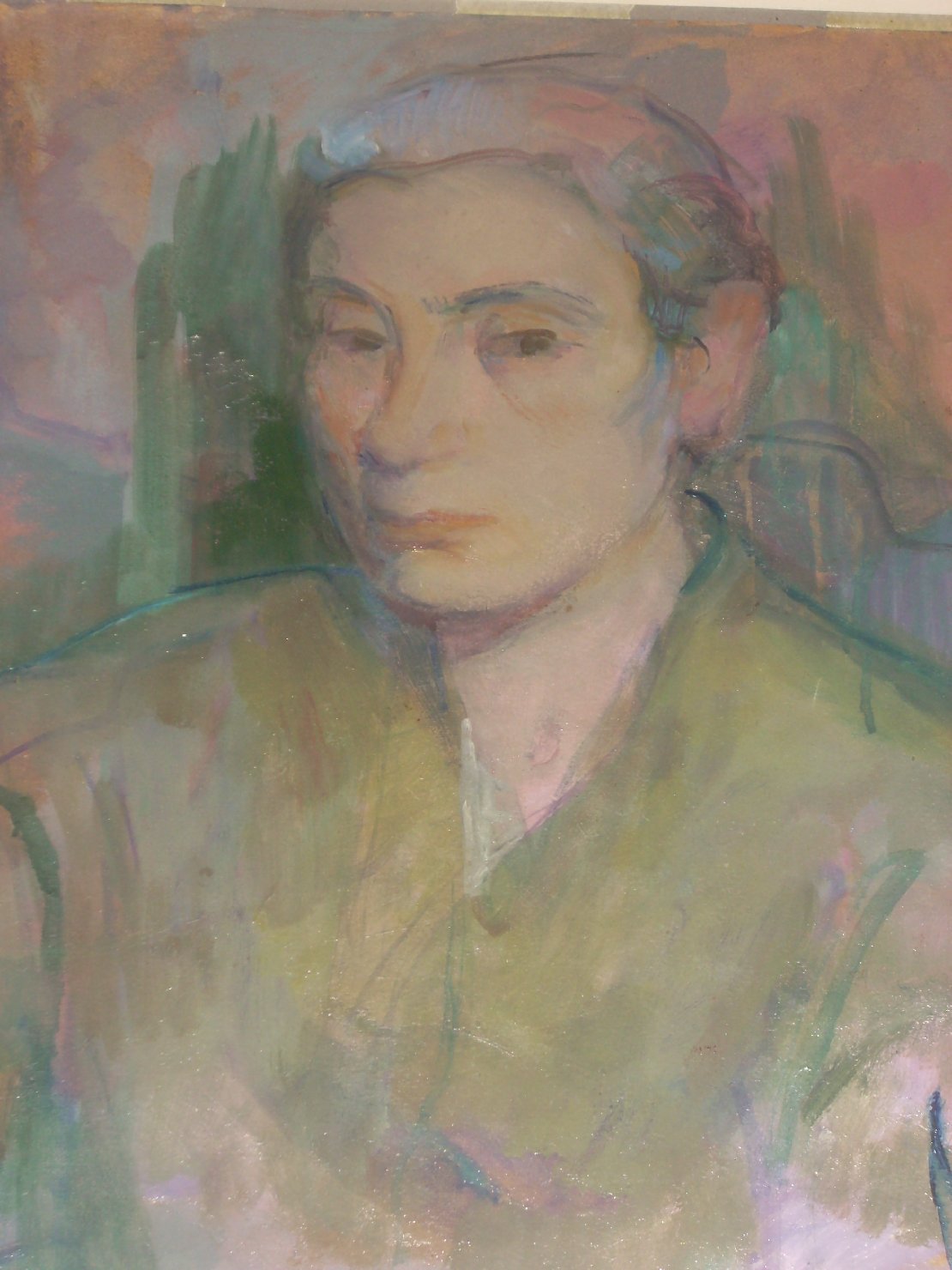 Ritratto di Maria di Beniamino in viola, ritratto di donna (disegno) di Ciamarra Elena (sec. XX)