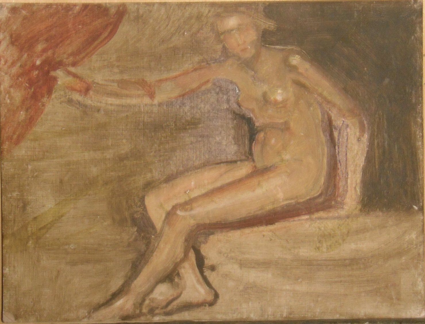 Nudo, figura femminile nuda (dipinto, opera isolata) di Ciamarra Elena (sec. XX)