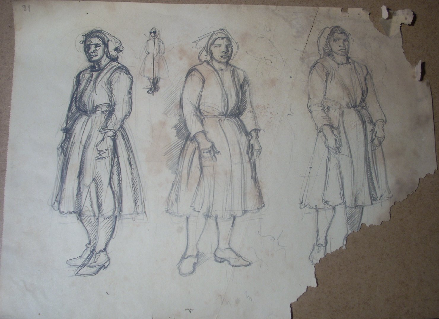 Schizzi vari di Assunta 12, figura femminile (disegno) di Ciamarra Elena (sec. XX)