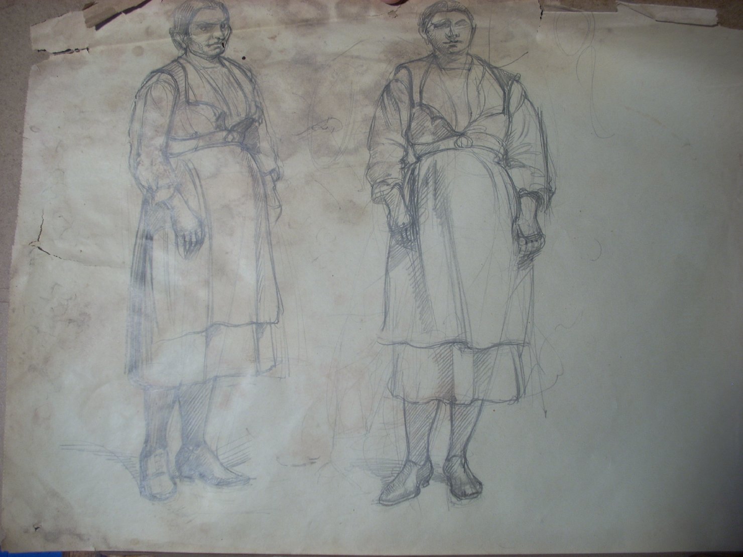 Schizzi vari di Assunta 27, figura femminile (disegno) di Ciamarra Elena (sec. XX)