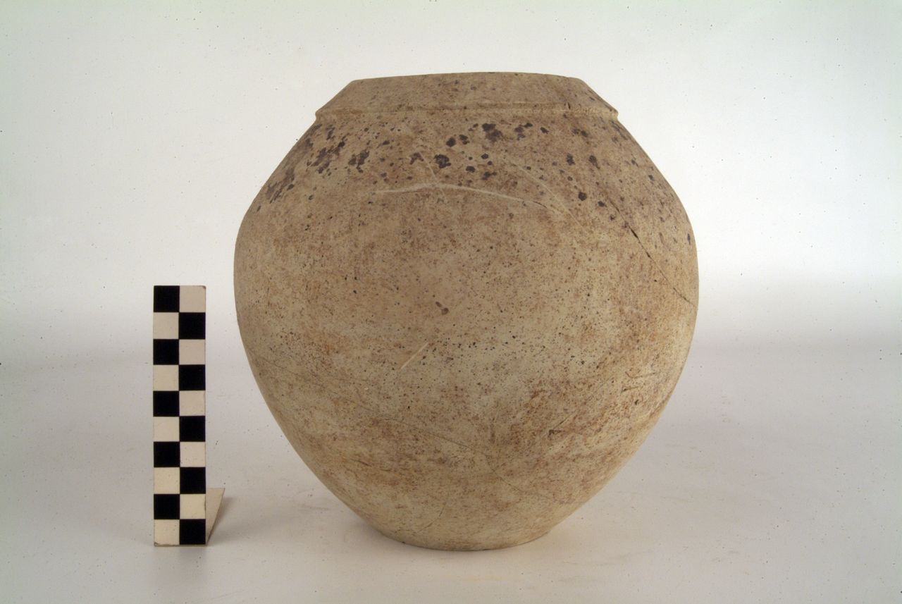 OLLA CON LABBRO A FASCIA RILEVATA - produzione daunia (secc. IV/ III a.C)