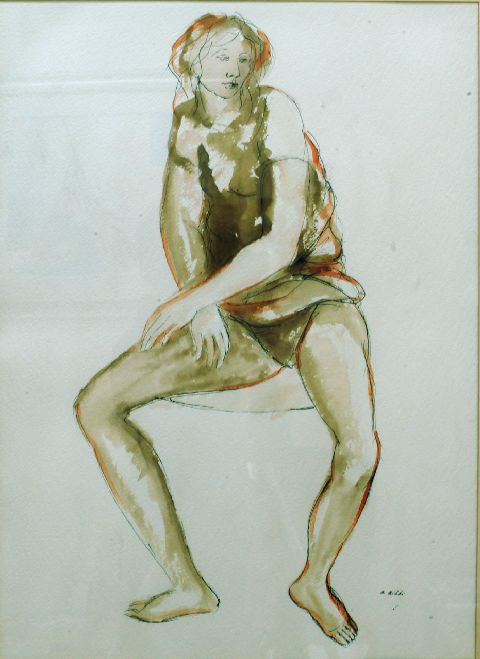 Donna, donna seduta (disegno) di Bibbò Antonio (seconda metà sec. XX)