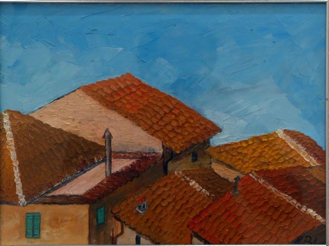 Tetti di case, Tetti di case (dipinto) di Bellomo Rosanna (seconda metà sec. XX)