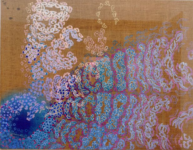 Genesi ritmiche. n.16, composizione astratta (dipinto) di Buono Lucia (sec. XX)