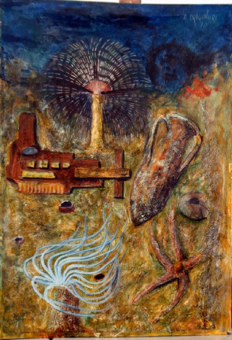 Sotto il mare, natura morta sotto il mare (dipinto) di Dragonieri (sec. XX)