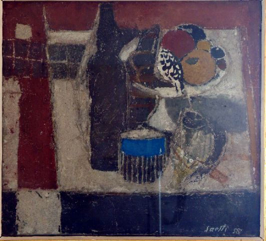 Muro inciso, natura morta (dipinto) di Saetti Bruno (sec. XX)