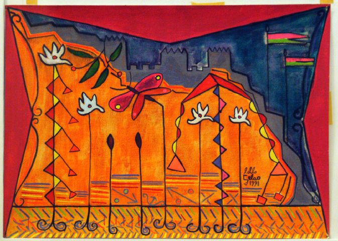 Al circo, composizione astratta (dipinto) di Gelao Lello (sec. XX)