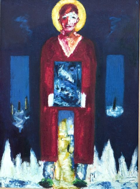 San Nicola e i bambini n. 5, santa Klaus (dipinto) di Barbe Pascal (fine/ inizio secc. XX/ XXI)